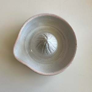 Kitchen Miscellaneous: White Speckled Lemon Squeezer with Blush Pink Rim