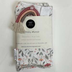 Burp Clothes: Grey Poppy Flowers Matchy Match Bundle