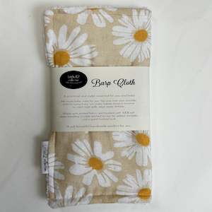 Burp Clothes: White Sunflowers Burp Cloth