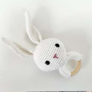 Teething Toys: Handmade Crochet Rattle - White