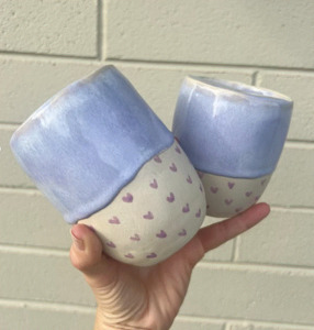 Birthday Gifts: Handmade Lavender Dream with Pink Hearts Tumbler