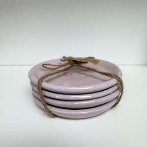 Pottery Bud Vases: Blush Pink Coaster Set