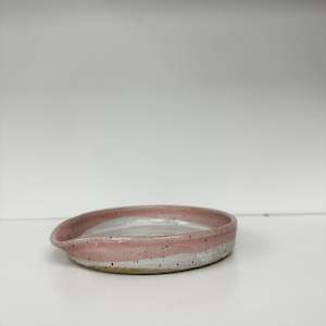 Kitchen Miscellaneous: Handmade Pottery Spoon Rest- Blush Pink/Speckled White