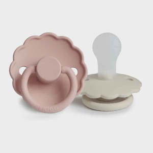 Pacifiers Dummy Clips: Frigg Daisy Pacifier  Silicone or Rubber- Cream/Blush