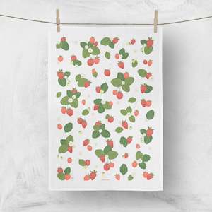Linen Tea Towels: Strawberry Tea Towel