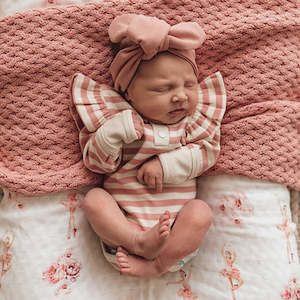 Snuggle Hunny: Rose Stripe Long Sleeve Bodysuit