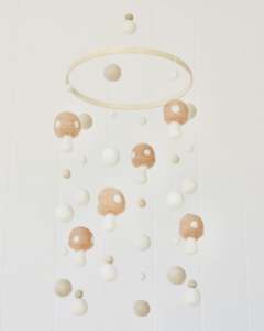 Nursery Decor: Mushroom Mobile in Marshmallow