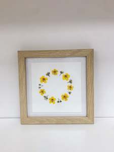 Yellow Flower Wreath Framed Artwork 15cm x 15cm