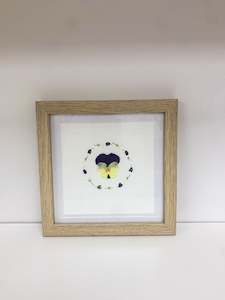 Indigo Pansy  Wreath Framed Artwork 15cm x 15cm