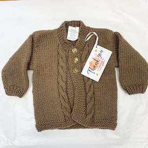 Bot Clothes: 100% Wool Brown Cardigan A56 - 3-6M