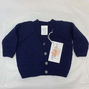 Bot Clothes: 100% Wool Navy Cardigan A57- 0-3M