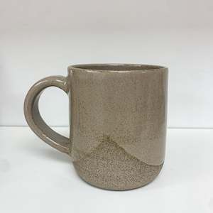Handmade Pottery Round Dimpled Mug  - Grey Beach Dunes Light Top