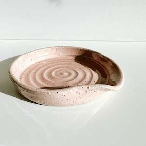 Pottery Ceramics: Handmade Pottery Spoon Rest- Dusty Pink