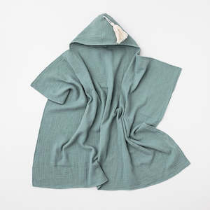 Bath Time: Hooded Towel Sage Organic Muslin