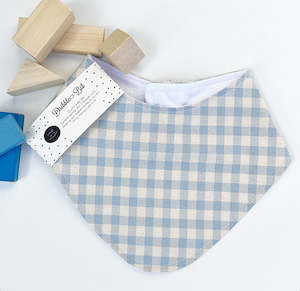 Soft Baby Blue Checkered Dribble Bib