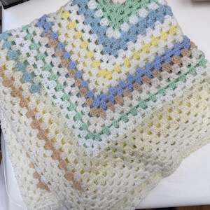 Handknitted Woolen Rainbow Blanket