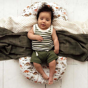 Snuggle Hunny Collection: Olive Stripe Organic Singlet