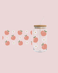 Art Home: Glass Tumbler with Straw -Peachy