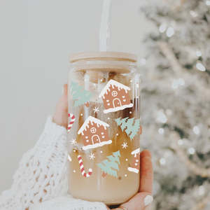 Art Home: Glass Tumbler with Straw -Winter Wonderland
