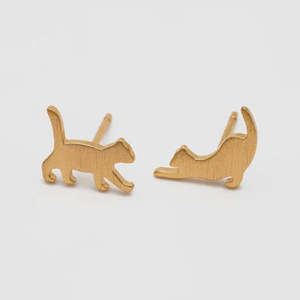 Jewellery Accessories 1: Cat Stud Gold / Silver Stud Earrings