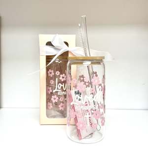 Art Home: Glass Tumbler with Straw - Loved Romans 5:8