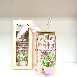 Art Home: Glass Tumbler with Straw - Reminder