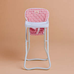 Toys Play: Tiny Harlow Dolls Highchair - Pink Gingham