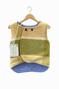 Woolen Vest with Hood - Plaid/ Blue Checkered