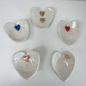 Pottery Ceramics: Handmade Trinket Tray - Heart