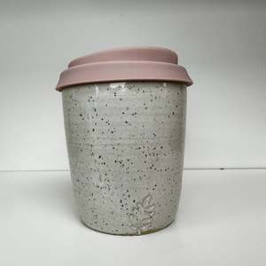 Pottery Mugs Travel Cups: Handmade Keep Cups - Speckled White