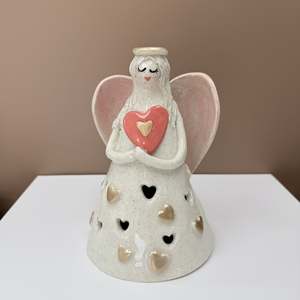 Handmade Heart Angel – Speckled Clay