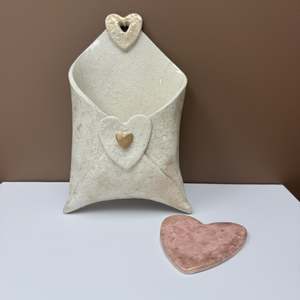 Shelf Finishers: Handmade Pottery Hanging Envelope with Heart