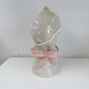 Handmade Pottery Vase - Pink Bow