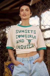 CLOTHING: The Sunsets & Cowgirls Tee - Cream