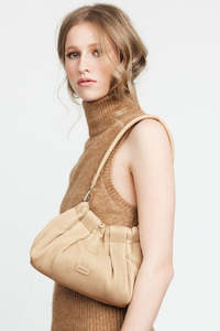 Saben: Alexis Shoulder Bag - Biscotti Pleat