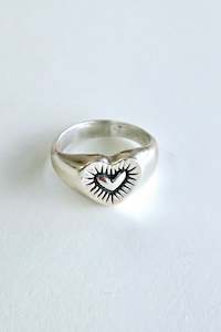 Heart Signet Ring - Silver