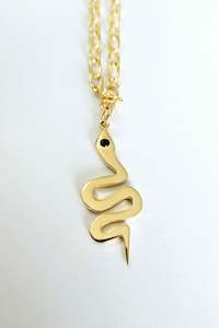 Nikki Ross Jewellery: Onyx Snake Pendant on a Paper Link Chain