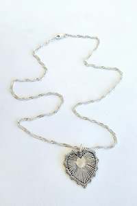 Nikki Ross Jewellery: Etched Heart Pendant on a Singapore Twist Chain - Silver