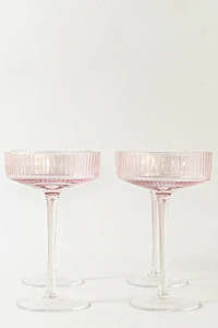 Ribbed Cocktail Glasses- Set 4 Blush