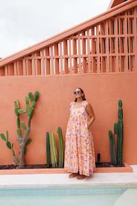 Dresses: Bonita Shoulder Tie Maxi - Pink Tequila