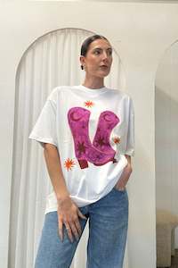 Cowgirl Boots Oversize Tee - White