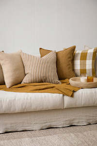 Cushions Throws 1: Spencer Feather Filled Cushion - Ochre/Natural