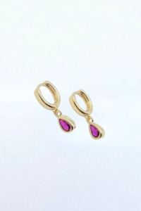 Woman All: 18k Gold Larme Huggie Pink