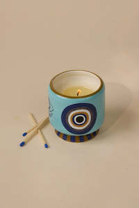 Candles Rituals: Handpainted Eye Ceramic Candle - Incense & Smoke