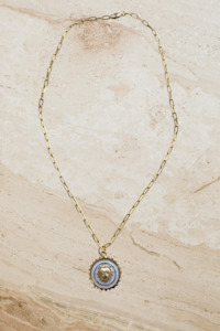 White Lion Coin Pendant on a Paper Chain