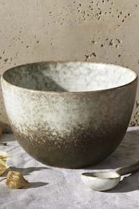 Decor Ceramics 1: Dusk Stoneware Tall Bowl & Spoon 2pc Set - Cream & Brown