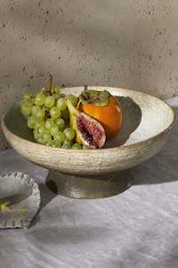 Decor Ceramics 1: Dusk Stoneware Raised Platter - Cream & Brown