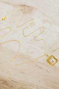 Topaz Vintage Pendant on a Fine Curb Link Chain