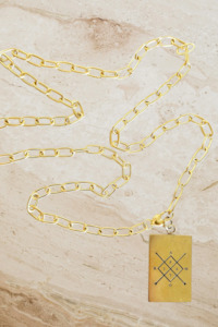 Necklaces: Amor Fati Pendant on a Paper Link Chain - Gold