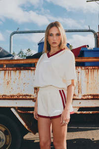 Reflective V Neck Tee - Butter